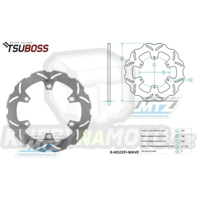 Kotouč brzdový (276/144/6D) zubatý desing WAVE - Honda CBR125R / 03-11+ FJS600 SilverWing + Yamaha SRX600 + Triumph Tiger 900 / 93-98 + Daelim VT125+VL125