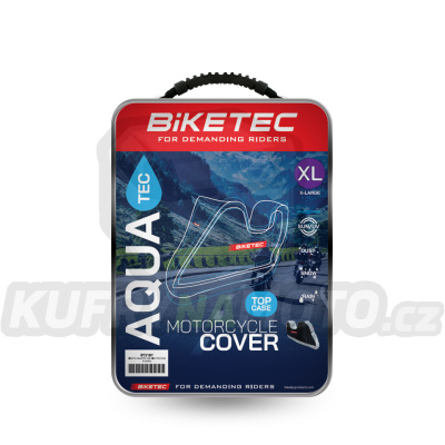 BIKETEC AQUATEC VODĚODOLNÝ MOTOCYKLOVÁ PLACHTA S PROSTOREM PRO TOP CASE ČERNÁ / ŠEDÁ