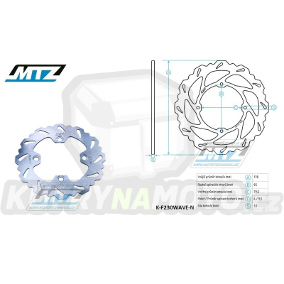 Kotouč brzdový MTZ nerezový - zubatý desing Wave - Kawasaki KX65 / 00-24 + Suzuki RM65 / 03-05