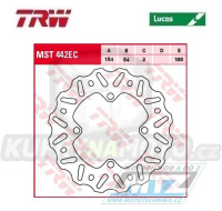 Kotouč brzdový TRW MST442EC (184/84/4D) - zubatý desing Wave - Kawasaki KX85 / 01-24 + KX100 / 01-21 + KX112 / 22-24