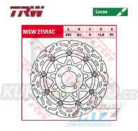 Kotouč brzdový plovoucí TRW MSW215RAC (300/61/5D) - zubatý design - Kawaski ZZR250+ZXR400+ZR550 Zephyr+ZL600 Eliminator + ZX6R+ZZR600+Z750+ZR750Zephyr+ZR7 + W800 + GPZ900R+GTR1000+Z1000+GPZ1100+ZX12R Ninja