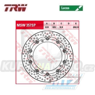 Kotouč brzdový plovoucí TRW MSW357SP (320/52,2/5D) - zubatý design - BMW S1000R / 13- + S1000RR / 09-18