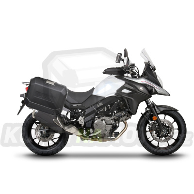 Kompletní sada bočních černých hliníkových kufrů SHAD TERRA BLACK 47L/47L , včetně montážní sady SHAD SUZUKI DL 650 V-Strom