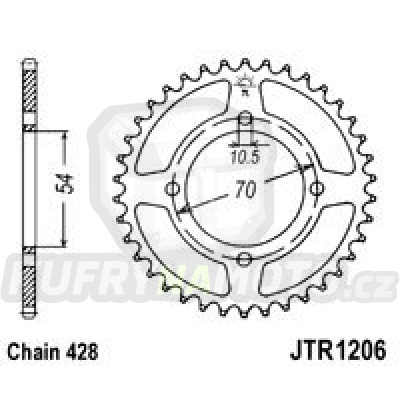 Řetězová rozeta JT JTR 1206-44 44 zubů, 428