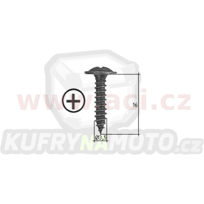 samořezný křížový vrut černý pozink Fe (sada 20 ks) (3,5 mm, 16 mm)