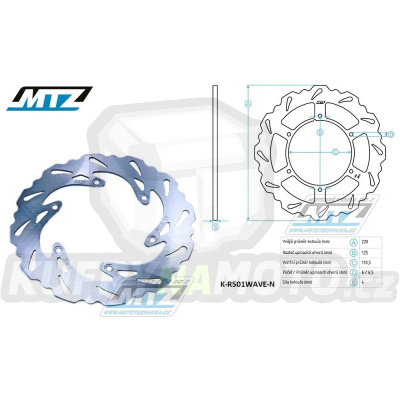Kotouč brzdový MTZ nerezový - zubatý desing Wave - KTM SX+SXF+EXC+EXCF+EXCR+GS+MXC+LC4+SC+SMR+SXS+SXC+XC+XCF+XCW + Husaberg FE+FS+FX+FC+TE + Husqvarna FC+FE+TC+TE
