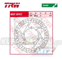 Kotouč brzdový TRW MST281EC (260/101/6D) - Honda CR125+CR250+CR500 + CRF250R+CRF250RX+CRF250X+CRF450R+CRF450RX+CRF450X