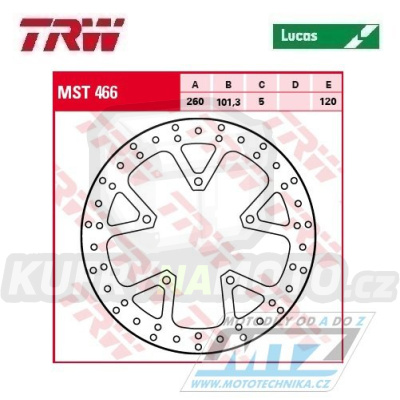 Kotouč brzdový TRW MST466 (260/101/5D) - Peugeot Geopolis125 + Satelis125 + Geopolis250 + Geo300+Geostyle300+Satelis300 + Geo400+Geopolis400+Satelis400 + Geopolis500+Satelis500