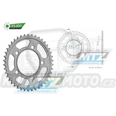 Rozeta ocelová (převodník) 0898-42zubů ESJOT 50-29035-42 - KTM 950 LC8 Supermoto + 990 Supermoto + 990 SMR + 990 SMT + 990 Superduke + 1190 RC8 + 1190 RC8 R