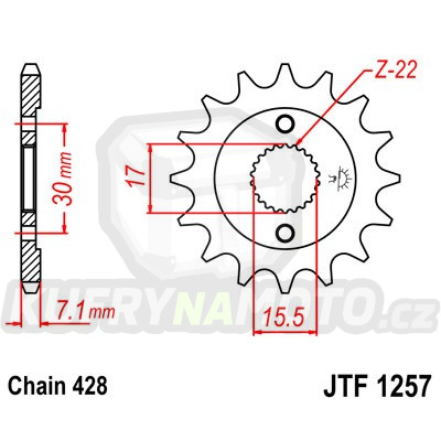 Řetězové kolečko JT JTF 1257-15 15 zubů, 428