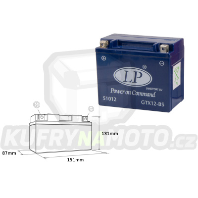 LANDPORT baterie gelový GTX12-4 12V 10AH 151X87X131 bezúdržbový (naplněný) - náhrada GTX12BS L