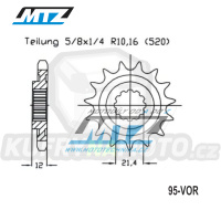 Kolečko řetězové (pastorek) 95-VOR-13zubů MTZ - VOR EN400+MX400 / 02 + EN530 / 02-04 + MX530 / 02-05 + Supermoto 492 / 00 + Supermoto 530 / 02