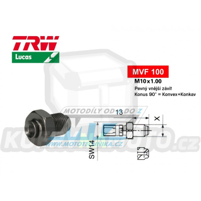 Koncovka brzdové hadice TRW VarioFlex MVF100 (šroubení vnější závit M10x1 pevné) - barva titan
