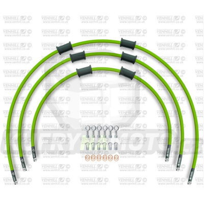 STANDARD Hadice přední brzdy sada Venhill POWERHOSEPLUS KAW-5005F-GR (3 hadice v sadě) zelené hadice, chromové koncovky