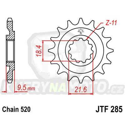 Řetězové kolečko JT JTF 285-14 14 zubů, 520
