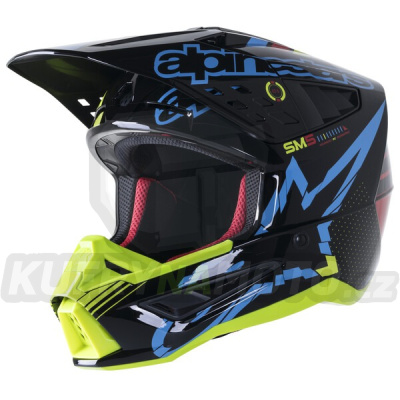 přilba S-M5 ACTION, ALPINESTARS (žlutá fluo/černá/modrá/tmavě červená) 2023