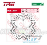 Kotouč brzdový TRW MST375RAC (250/110/4D) - zubatý desing - Kawasaki Z750 / 11-14 + Z800 / 13-16 + Z1000 / 07-17