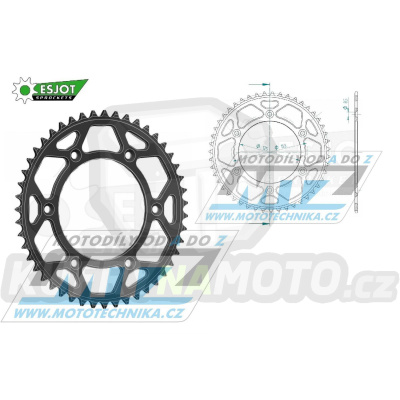 Rozeta řetězová (převodník) Dural 0210-48zubů ESJOT 51-32045-48BP - barva černá elox - Honda CR125+CR250+CR500 + CRF250R+CRF250X+CRF450R+CRF450X+CRF450RX+CRF450L + CRM250+CRF150F + CRF230F / 03-21 + XR250S+XL250S+XL250 + XR250R+XR400R / 96-04 + XR650