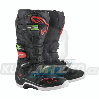 Boty Alpinestars TECH7 offroadové/motocrossové - černo-červeno-zelené