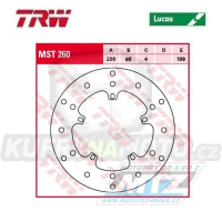 Kotouč brzdový TRW MST260 (200/98/5D) - Derbi Atlantis50+Bolevard + Gilera Ice50 + VX125Runner + VXR180Runner + Kymco People50 + Malaguti Centro50 + Piaggio Fly+Free+Quartz+Sfera+Zip+Skipper + GTX+Hexagon+Sfera+SKR+LXT + GT + Vespa E+LX+S+PX