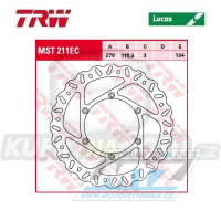 Kotouč brzdový TRW MST211EC (270/118/6D) - Yamaha YZ125 / 17-23 + YZ250 / 17-23 + YZ250X / 17-23 + YZF250 / 16-23 + YZF250X / 17-23 + YZF450 / 16-23 + YZF450X / 16-23 + WRF250 / 17-21 + WRF450 / 16-20