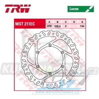 Kotouč brzdový TRW MST211EC (270/118/6D) - Yamaha YZ125 / 17-23 + YZ250 / 17-23 + YZ250X / 17-23 + YZF250 / 16-23 + YZF250X / 17-23 + YZF450 / 16-23 + YZF450X / 16-23 + WRF250 / 17-21 + WRF450 / 16-20