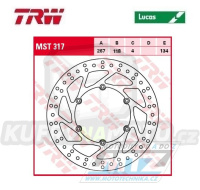 Kotouč brzdový TRW MST317 (267/118/6D) - Yamaha TT600 / 93-01 + TT600R / 98-07 + TT600RE