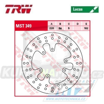 Kotouč brzdový TRW MST349 (220/86/6D) - Yamaha XT600 / 87-90+XT600E+XTZ600Tenere / 87-98
