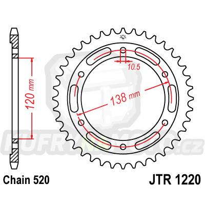 Řetězová rozeta JT JTR 1220-38 38 zubů, 520