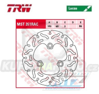 Kotouč brzdový TRW MST261RAC (180/58/3D) - zubatý design - Peugeot Elyseo+Elystar+Speedfight