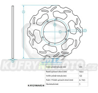 Kotouč brzdový (220/122/6D) zubatý desing &quot;Wave&quot; - Honda CR125 / 85-88 + CR250 / 85-88 + CR500 / 86-88 + XR250R