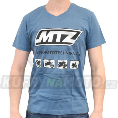 Tričko MTZ V-NECK SLIM s potiskem (barva Denim) - velikost S