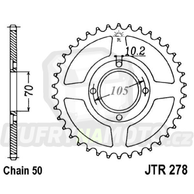 Řetězová rozeta JT JTR 278-38 38 zubů, 530