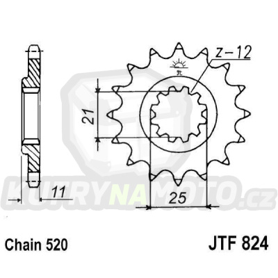 Řetězové kolečko JT JTF 824-17 17 zubů, 520