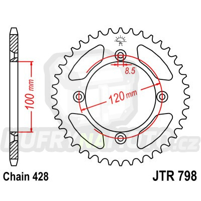 Řetězová rozeta JT JTR 798-49 49 zubů, 428