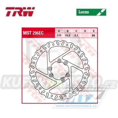 Kotouč brzdový TRW MST296EC (260/127/6D) - TM EN125+MX125+EN144+MX144+EN250+MX250+EN250F+MX250F+EN300+MX300+EN450F+MX450F+EN530F+MX530F
