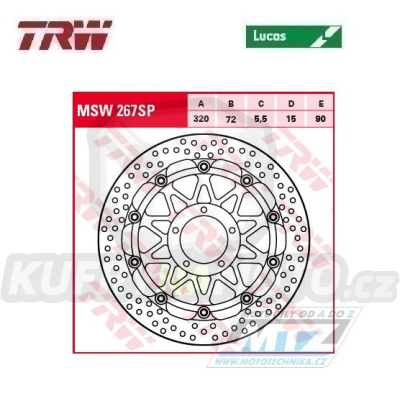 Kotouč brzdový plovoucí TRW MSW267SP (320/72/5D) - kulatý design - Ducati Panigale899 / 14-15 + Panigale959 / 16-