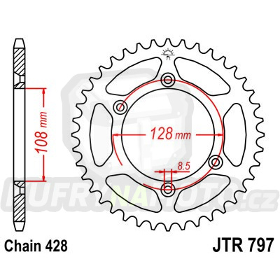 Řetězová rozeta JT JTR 797-51 51 zubů, 428
