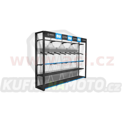 prezentační stěna na oblečení Premium Advanced pro zavěšení bund a kalhot, 4 modul bez předělu, OXFORD (ŠxVxHL = 3400x2300x585 mm)