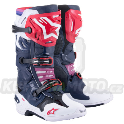 boty TECH 10 SUPERVENTED, ALPINESTARS, perforované (tmavě modrá/bílá/červená/fialová) 2024