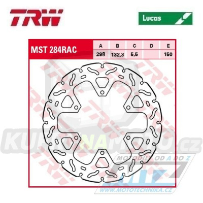 Kotouč brzdový TRW MST284RAC (298/132/6D) - zubatý design - Yamaha SR400 / 14-16 + XVS950 / 09-15 + XVS1300 MidnightStar / 07-16 + XVS1300Custom / 14-16