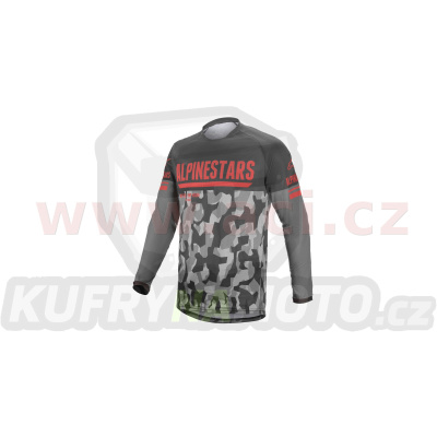 dres VENTURE R, ALPINESTARS (šedá camo/červená fluo/černá)