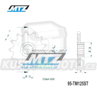 Kolečko řetězové (pastorek) 95-TM125ST-13zubů MTZ - TM MX80 / 93-99 + MX125 + EN125 / 92-99