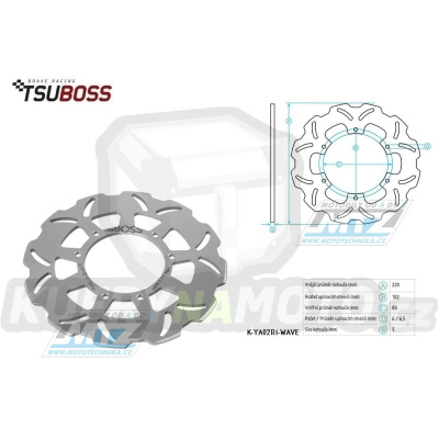 Kotouč brzdový (220/86/6D) zubatý desing - Yamaha XT600+XT600E / 87-02 + XTZ600 Tenere / 87-98 + DT80LC
