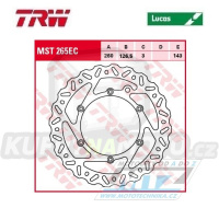 Kotouč brzdový TRW MST265EC (260/126,5/6D) - KTM SX+SXF+EXC+EXCF+EXCR+GS+MXC+LC4+SC+SMR+SXS+SXC+XC+XCF+XCW + Husaberg FE+FS+FX+FC+TE + Husqvarna FC+FE+TC+TE