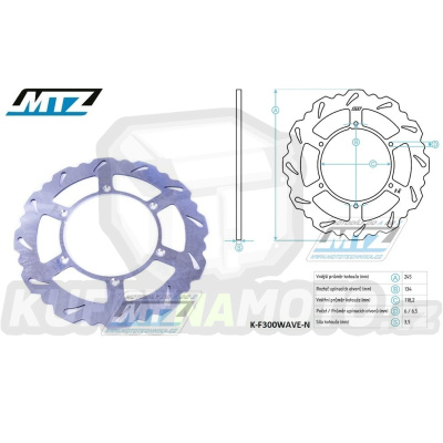 Kotouč brzdový MTZ nerezový - zubatý desing Wave - Yamaha YZ125+YZ250 / 92-00+YZF400 / 98-00 + WR250 / 92-97+WRF400 / 98-00