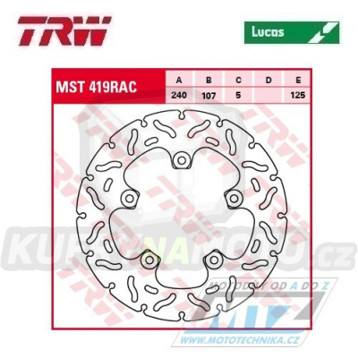Kotouč brzdový TRW MST419RAC (260/105/5D) - zubatý design - Ducati 749 +749R+749S + 999Biposto + 999R + 999S
