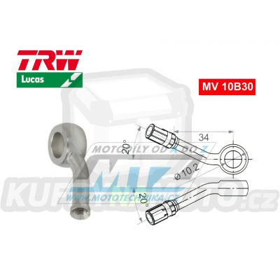 Koncovka brzdové hadice TRW VarioFlex MV10B30 (banjo 10mm zahnuté 20°/20° - levé) - barva Alu stříbrná