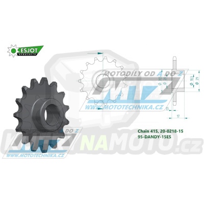 Kolečko řetězové (pastorek) DANDY-11zubů ESJOT - Jawa MJ50 Dandy / 96-01 + Sachs KX50