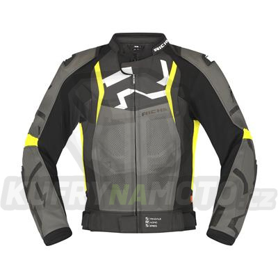 Moto bunda RICHA STRADALE fluo žluto/šedá kožená